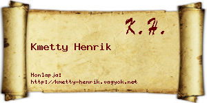 Kmetty Henrik névjegykártya